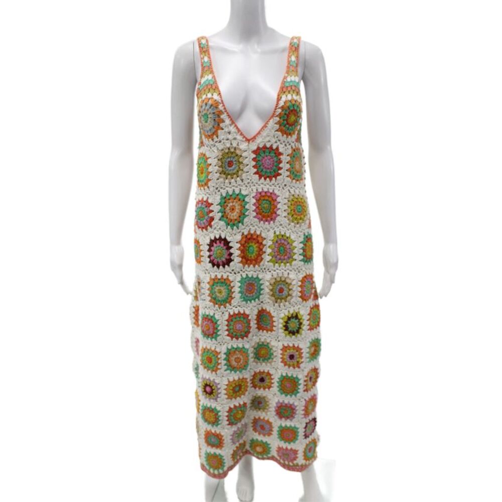 Alemais Womens Multicolor Maxi Dress Sleeveless V-Neck Geometric Cotton Size 12 - Picture 1 of 6
